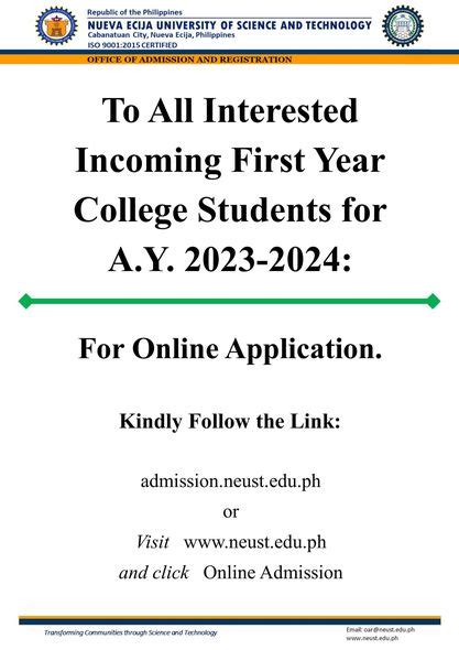 www.neust.edu.ph.admission|NEUST Office of the Admission and Registration.